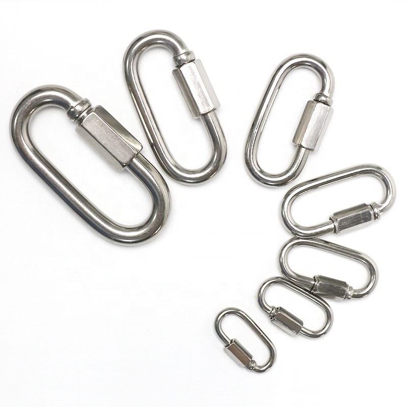 Stainless Steel Chain Connectors Links Chan For Keychain Chain Links D Shape Locking Chain Connector for Hammock Keychain