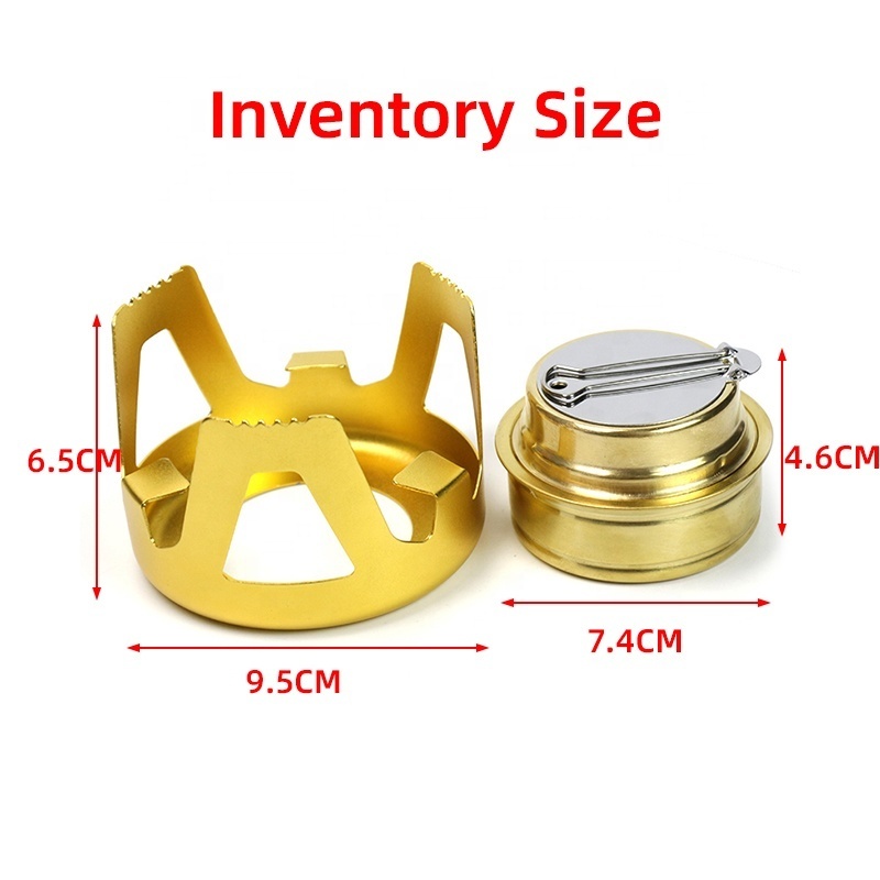 High Quality Outdoor Camping Stove Lightweight Solo Stove Alcohol Stove Brass Spirit Burner with Aluminium Stand Fuel Storage