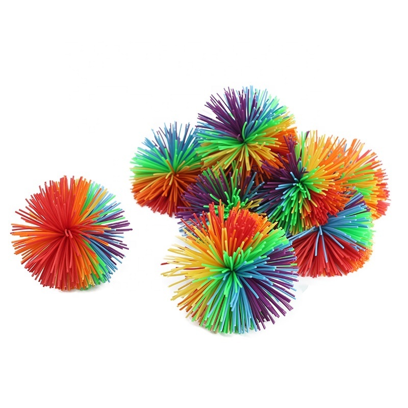 Promotional Stress Toy Stretchy Sensory Toys Set Koosh Ball Colorful Bouncy Ball Rainbow Pom Squishy Balls Great Sensory Toy