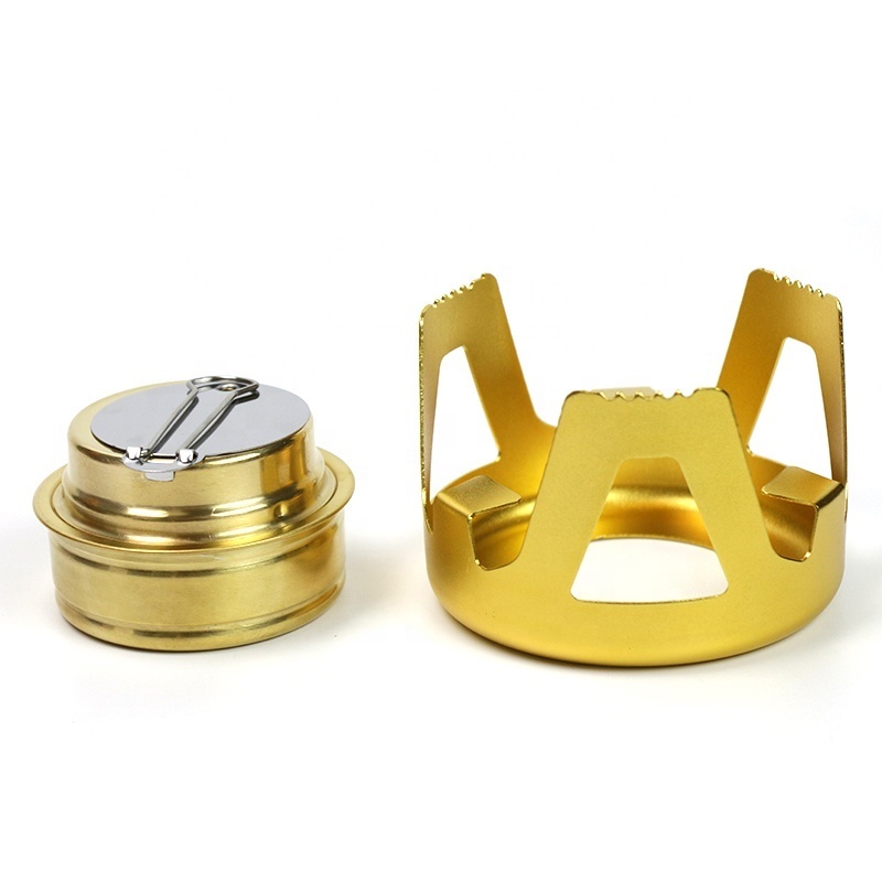 High Quality Outdoor Camping Stove Lightweight Solo Stove Alcohol Stove Brass Spirit Burner with Aluminium Stand Fuel Storage