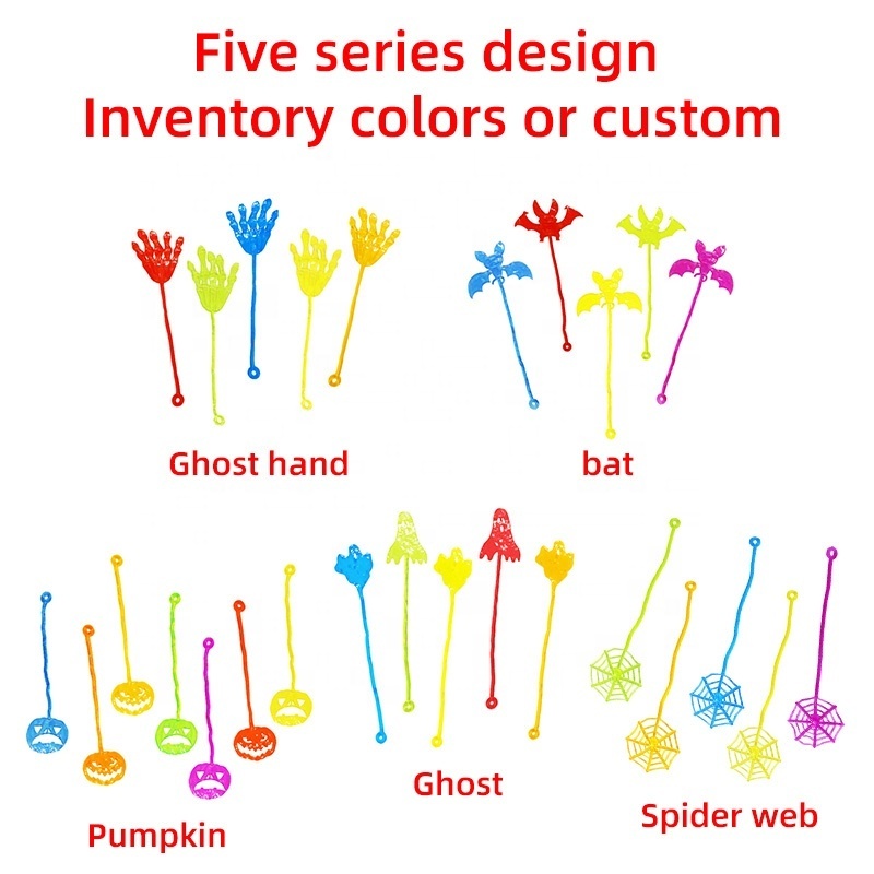 Multi-color Elastic Telescopic Sticky Pumpkin Palm Spider Web Pumpkin Ghost Wall Climbing Toys, Sticky Hands, Sticky Finger