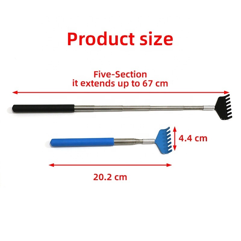 Telescoping Back Massager Waterproof Head Scratcher Professional Back Scratcher Four-Section Retractable Scratching Tickler