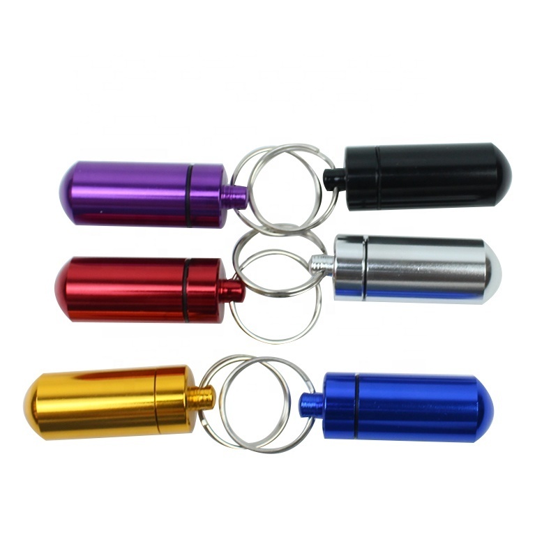 Cute Pill Case Small Box Keychain Waterproof Single Chamber Stainless Steel Pill Organizer Capsule Seal Case Holder Container