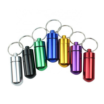 Cute Pill Case Small Box Keychain Waterproof Single Chamber Stainless Steel Pill Organizer Capsule Seal Case Holder Container