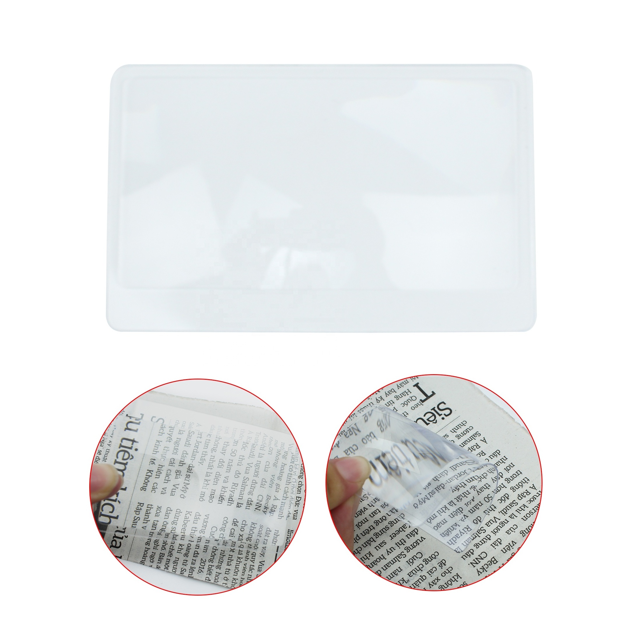 Pocket Plastic Magnifying Glass Large Fresnel Lens Magnifier Transparent Credit Card Plastic Handle Magnifying Glass Loupe Lens