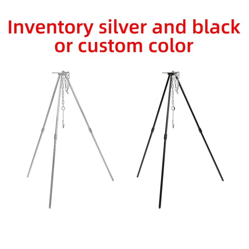 Outdoor Hanging Cookware Stand Tripod Titan Campfire Camping Fire Tripod Barbecue Camping Tripod Cooking Pot Hook Holder Stand