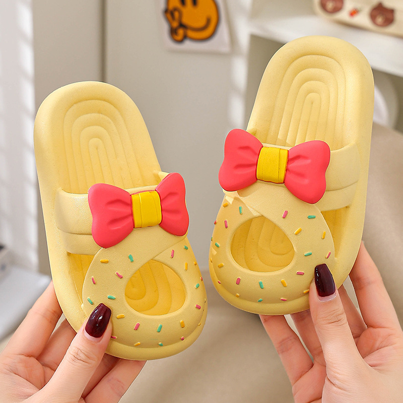 New Summer Children Slippers Cute Bow Trim Sandals For Girls Flip Flops Non-Slip Home Kids Shoes