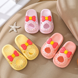 New Summer Children Slippers Cute Bow Trim Sandals For Girls Flip Flops Non-Slip Home Kids Shoes