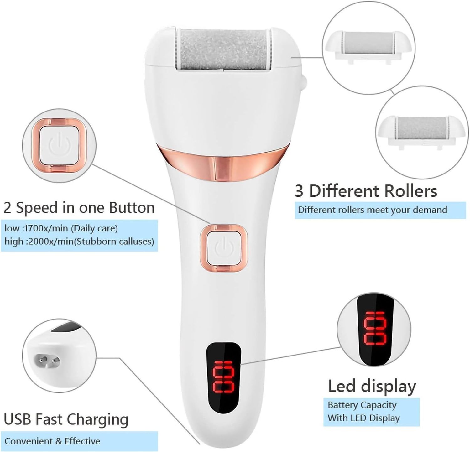 CE certification Rechargeable Pedicure Sander Dead Skin Foot Callus Remover Electric Foot File