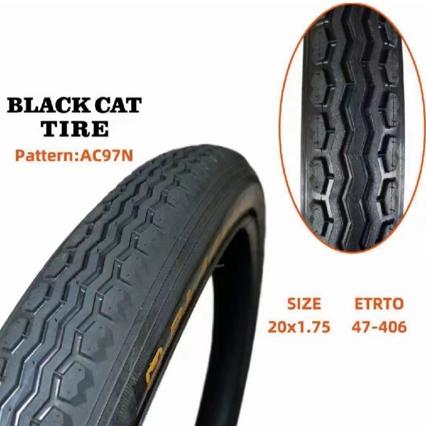 Bicycle tire 20 inch  black cat AC97N  outer tire 20 * 1.75 Black fetus