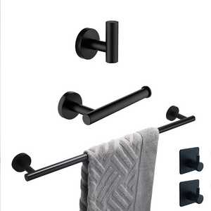 Wall Mounted Bathroom Accessory luxury bath hardware sets black hotel Bathroom Accessories Set 4 piece