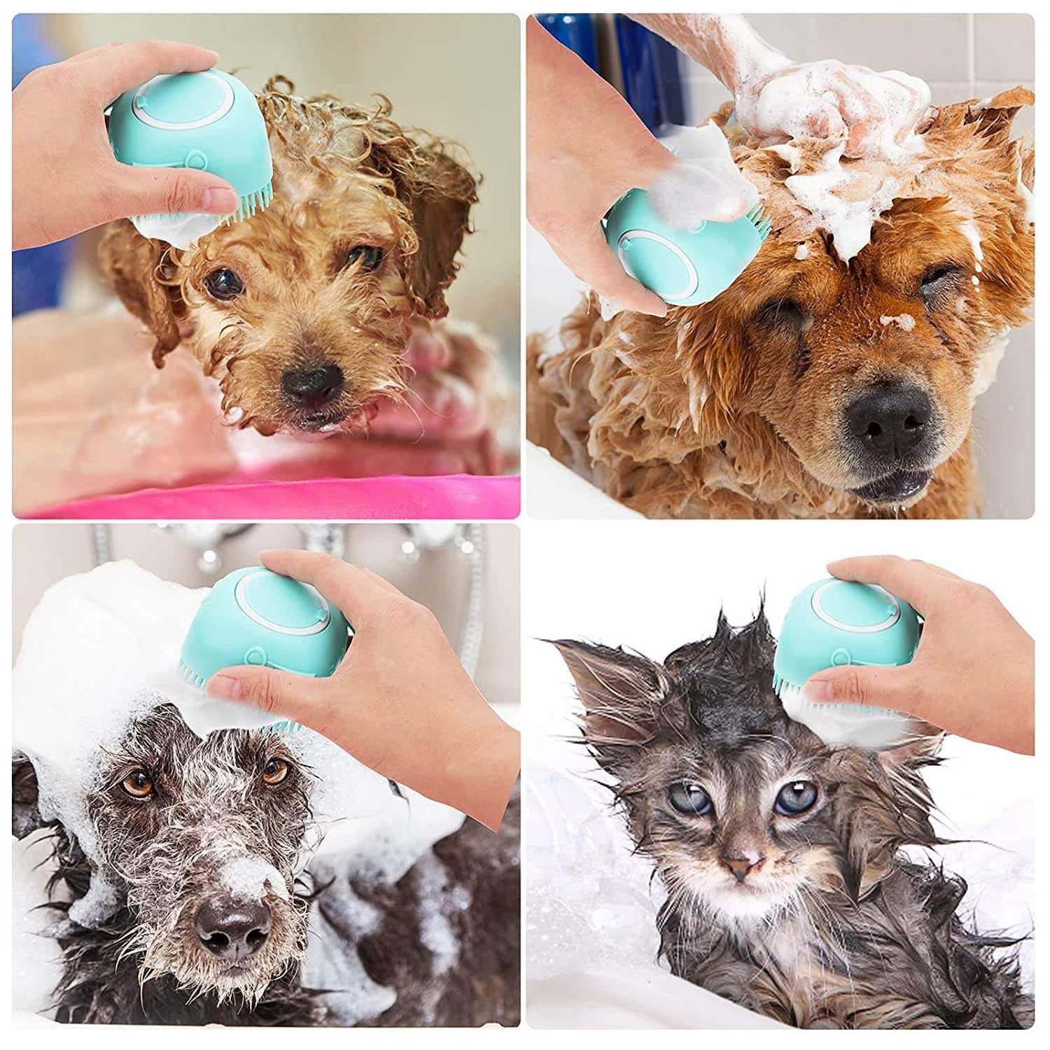 Free Sample 2 in 1 Bathroom Puppy Big Dog Cat Bath Massage Brush Soft Safety Silicone Pet Grooming Accessories for Dogs Shower