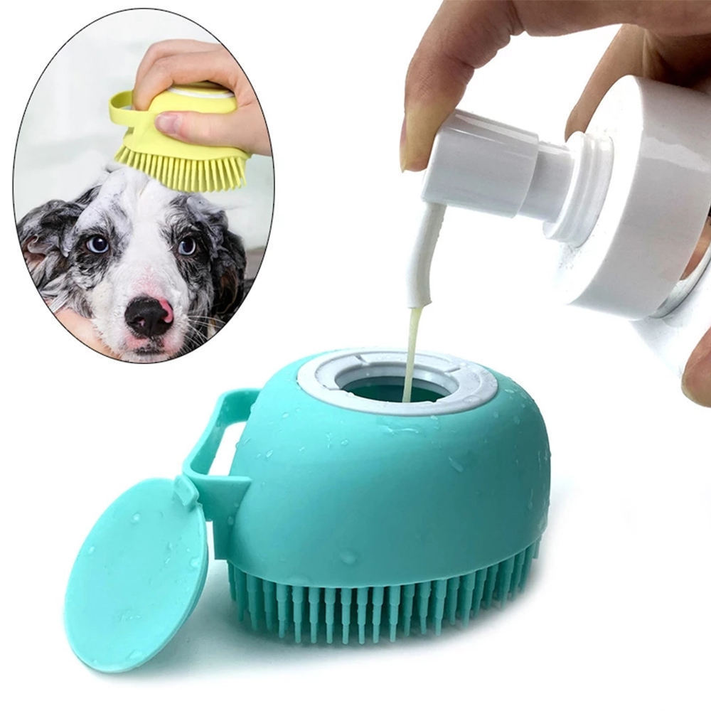 Free Sample 2 in 1 Bathroom Puppy Big Dog Cat Bath Massage Brush Soft Safety Silicone Pet Grooming Accessories for Dogs Shower