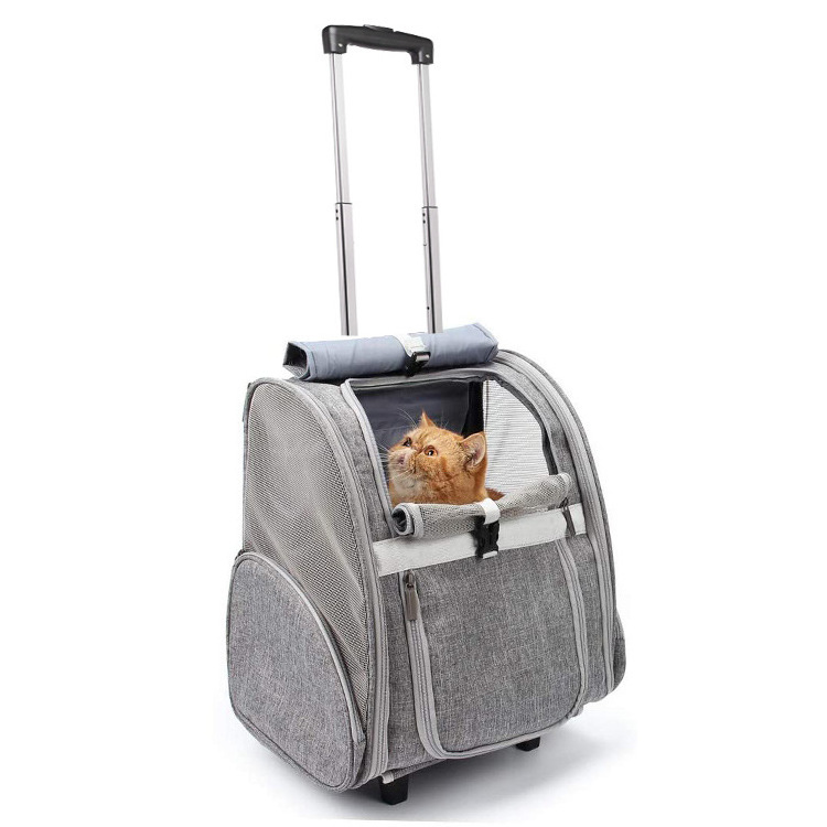 Custom Pet Trolley Case Portable Breathable Folding Cat Backpack Dual-Purpose Trolley Cat Bag Large Capacity Wholesale