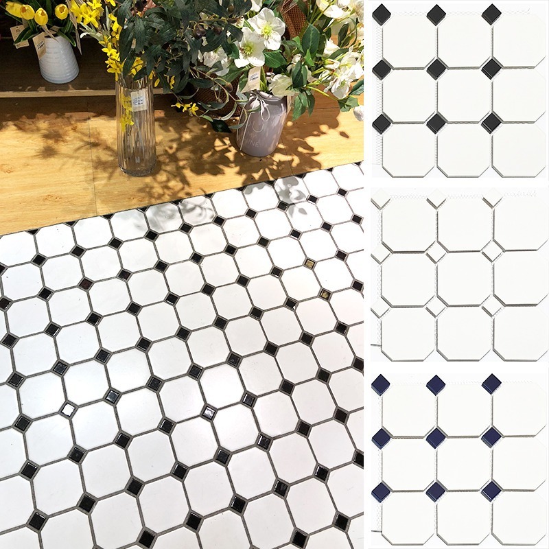 shaped Mosaic marble texture ceramic Mosaic square hexagonal wall floor tile kitchen bathroom wall