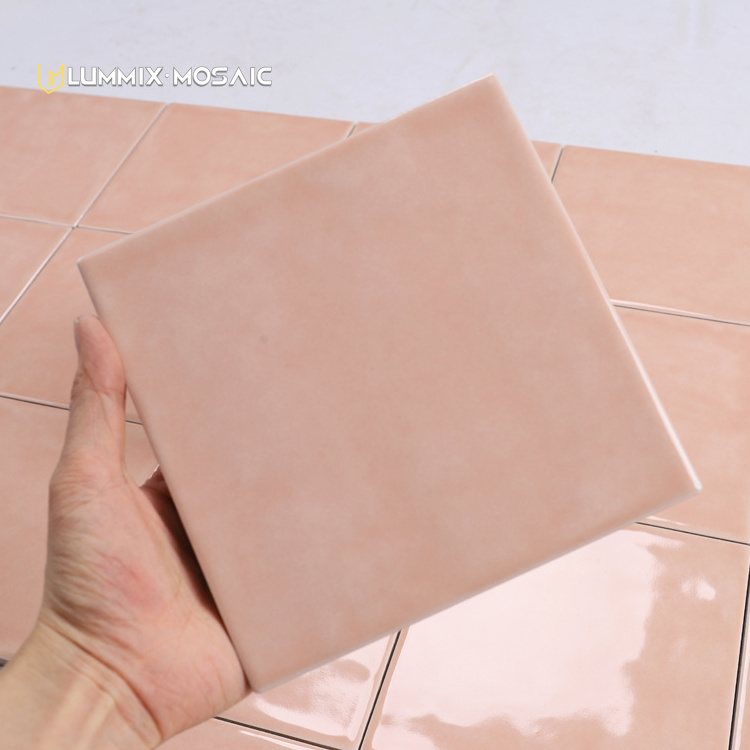 Pink bright/matte all-ceramic handmade ceramic tile wall small ceramic tile background wall kitchen decoration main material