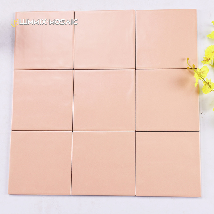 Pink bright/matte all-ceramic handmade ceramic tile wall small ceramic tile background wall kitchen decoration main material