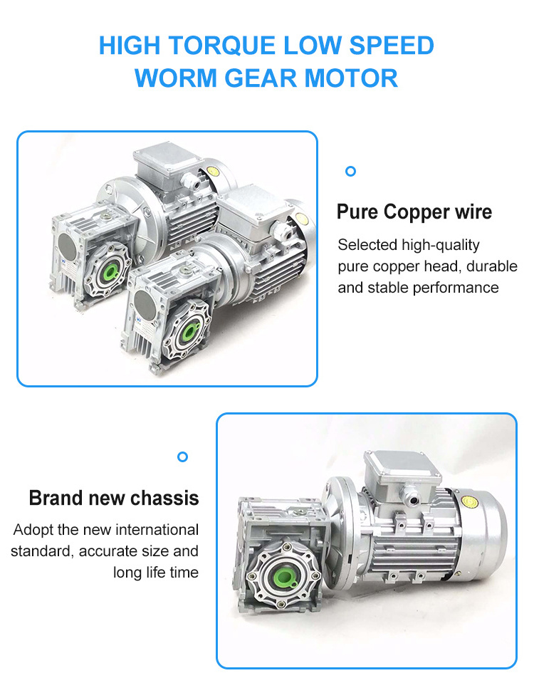 High Torque NMRV Worm Gear  AC Motor Electric Low Speed  Worm Gearbox Motor Reducer