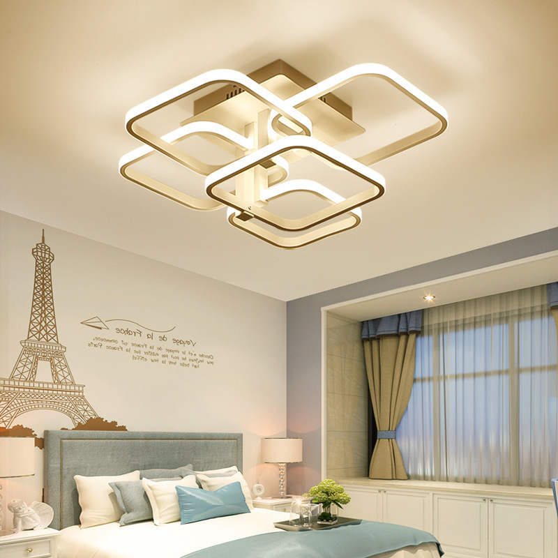 Residential pop flush mounted dimmable decorative acrylic kitchen bedroom living room square led ceiling light modern