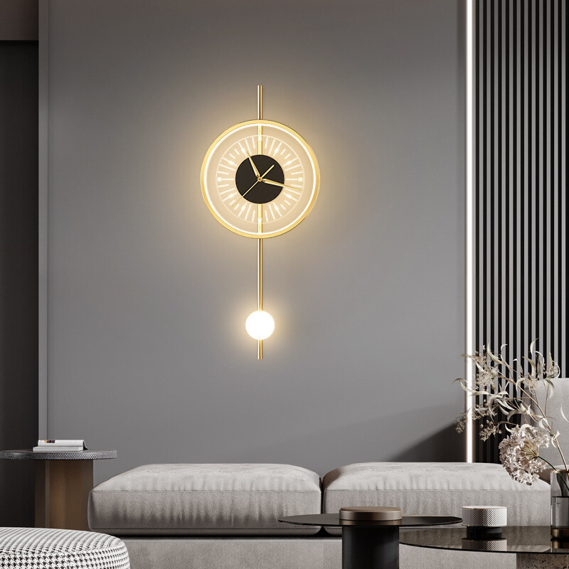 New Nordic Rechargeable Living Room Bedroom Bedside Wall Sconce Indoor Round Luxury Hotel Wall Light Modern Clock Led Wall Lamps