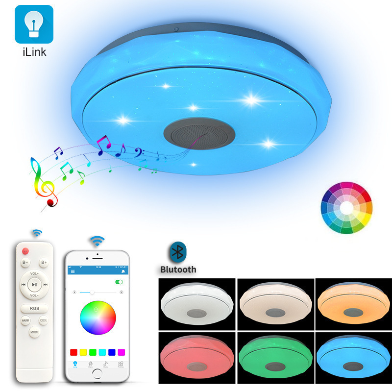 Colorful Dazzling Bluetooth Music Stepless Dimming RGB Voice App Control Modern Lamp Led Ceiling Lights Smart Home Lights