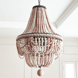 Customization American retro new style romantic warm wood bead boho artistic modern luxury lamp chandeliers & pendant lights