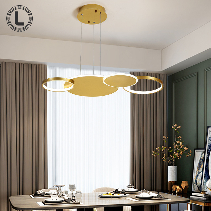 round geometric hotel chandelier kitchen dining designer luxury  metal farmhouse ring pendant light fixture hanging