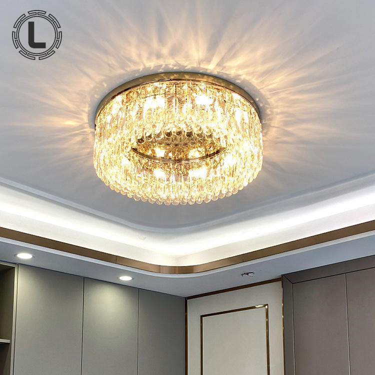 Round indoor decorative house lighting remote control kitchen bedroom living room crystal hallway light fixtures ceiling modern