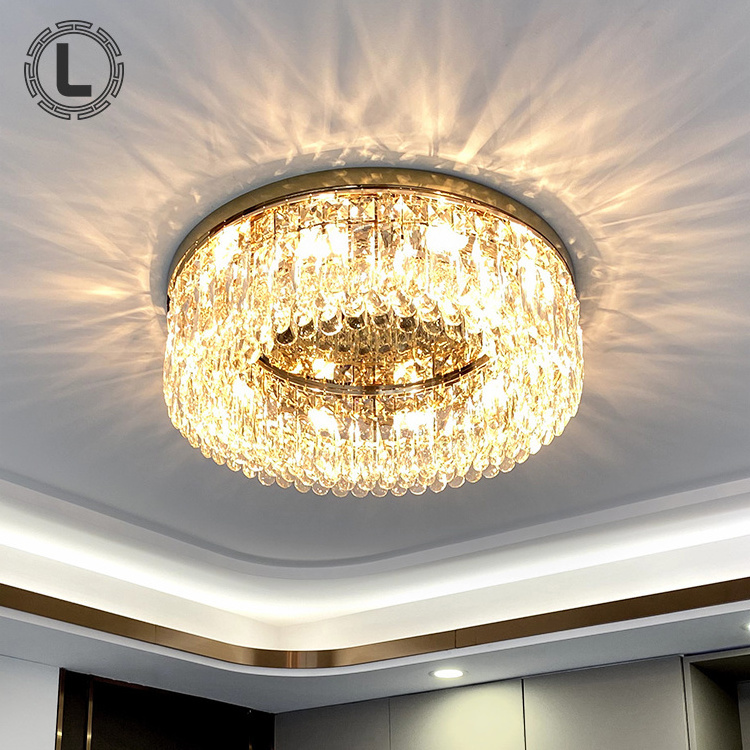 Round indoor decorative house lighting remote control kitchen bedroom living room crystal hallway light fixtures ceiling modern