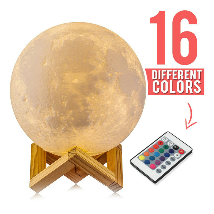 Wholesale Remote Control Color Changing Bedside 3D Printing Night Lamp Smart Baby Moon Night Light