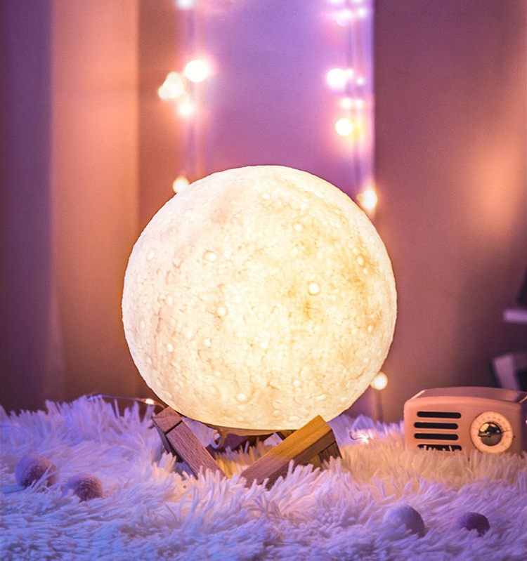 Wholesale Remote Control Color Changing Bedside 3D Printing Night Lamp Smart Baby Moon Night Light