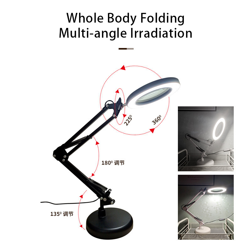 modern simple aluminum direction adjustable swing long arm folding desk light dimmable study work led table reading lamp