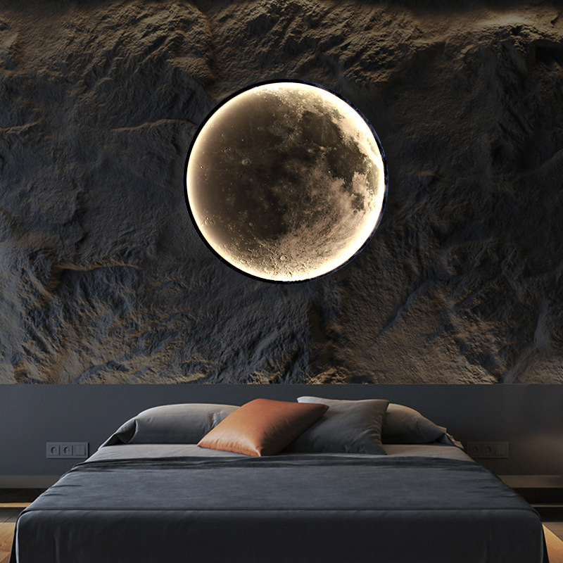 Decoration Design Minimalist Round Luxury Wall Light Lamp Lights Interior Living Room Bedroom Indoor Modern Moon Led Wall Lamps