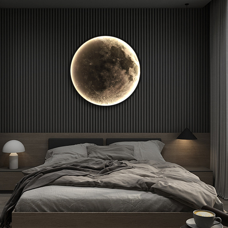 Decoration Design Minimalist Round Luxury Wall Light Lamp Lights Interior Living Room Bedroom Indoor Modern Moon Led Wall Lamps