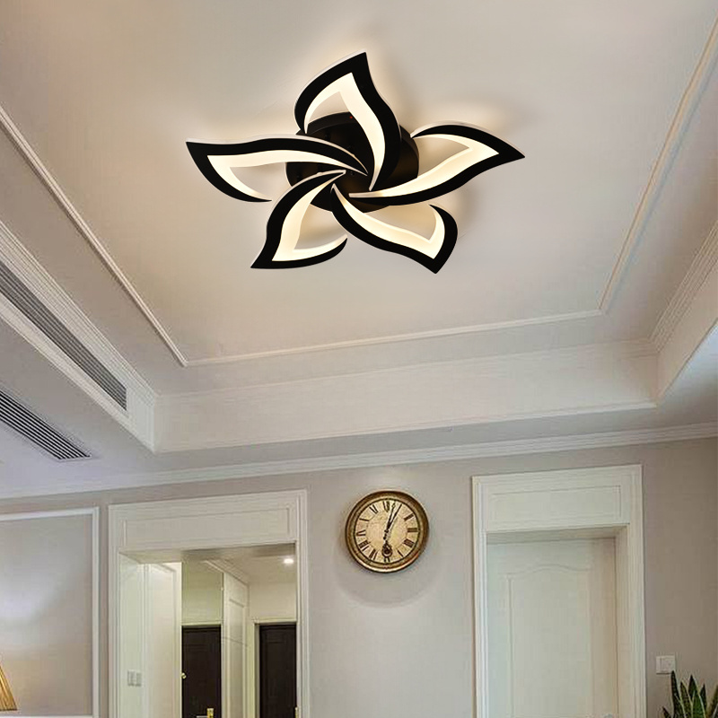 Ceiling lights remote control decorative design living flower fixtures acrylic chandelier modern led lights for home ceiling