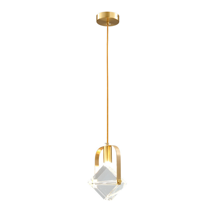 GDLUOAO Indoor modern style suspended crystal polyhedron pendant light simple design luster size small led chandelier