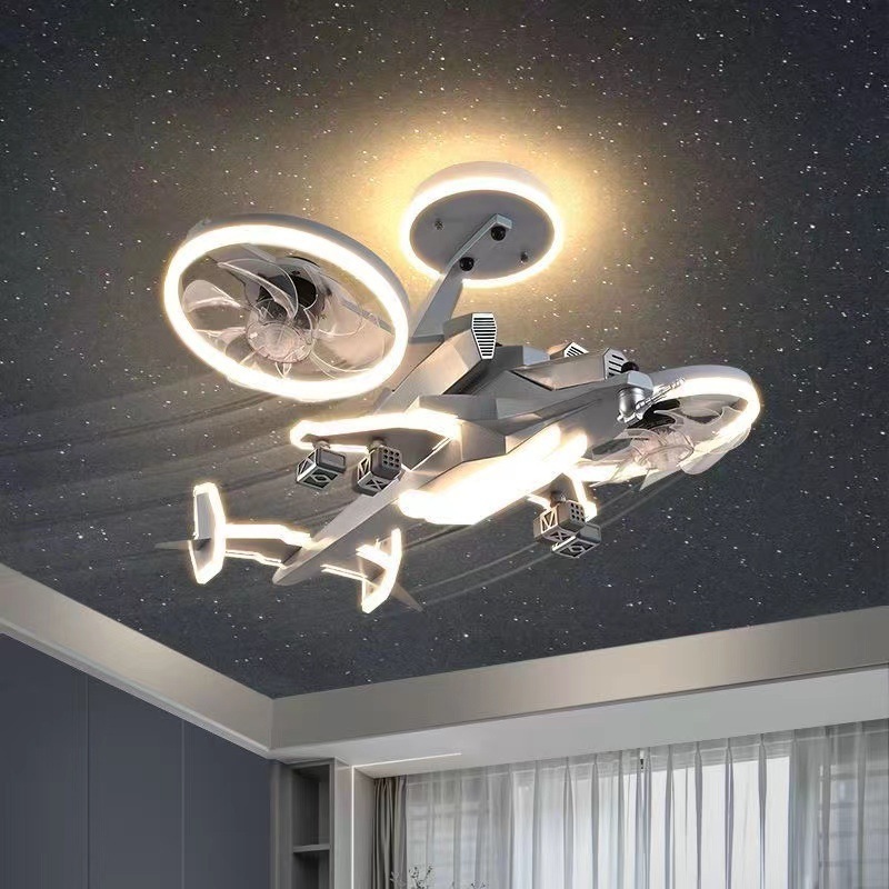 Smart wholesale metro remote control designer modern wooden helicopter industrial led ceiling light chandelier ceiling fan light