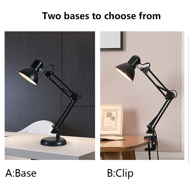 Nordic home decor simple adjustable folding black desk table light metal bar study work read hotel bedroom led modern table lamp