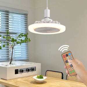 Intelligent Dimming Home E27 Bulb Moving Head Ceiling Led Fan Light 360 Rotating Emitting Remote Control Modern LED Ceiling Fan