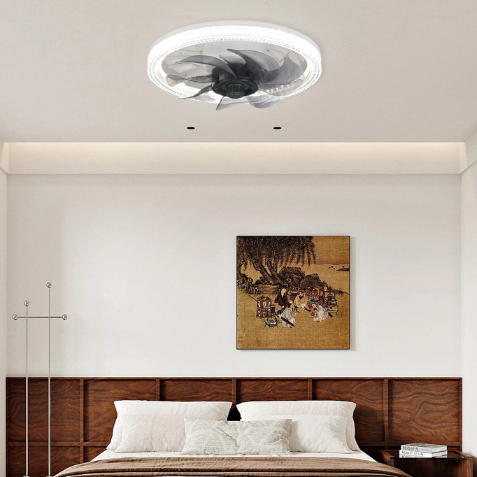 Intelligent Dimming Home E27 Bulb Moving Head Ceiling Led Fan Light 360 Rotating Emitting Remote Control Modern LED Ceiling Fan