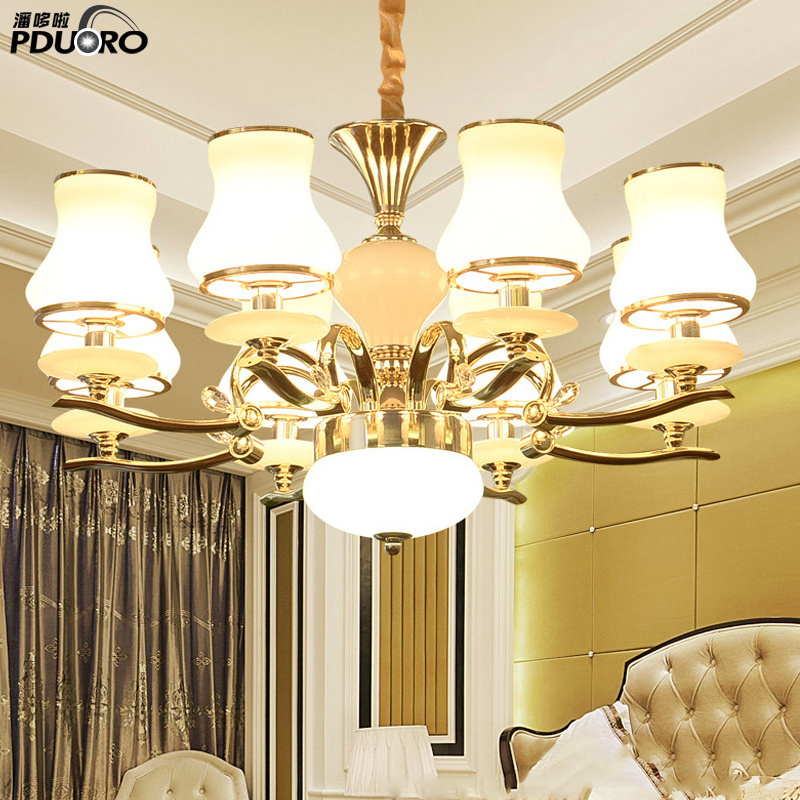 Modern matte gold with black finish industrial style bubble glass shades iron chandelier