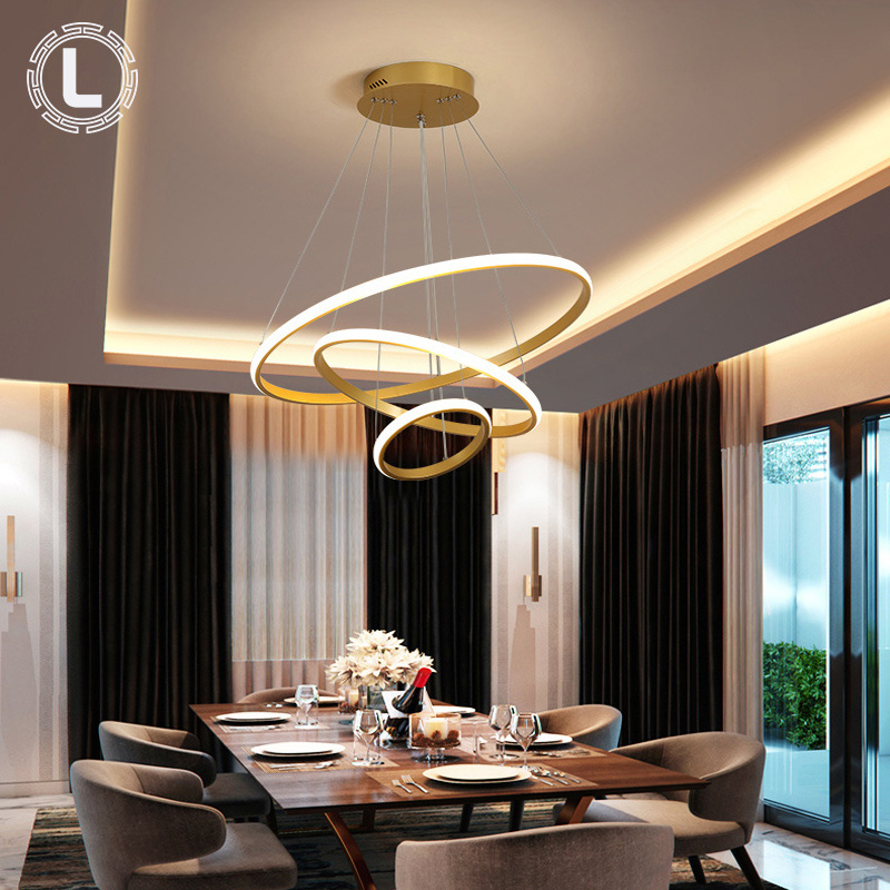 round geometric hotel metal chandelier designer led nordic dining luxury brass pendant light gold