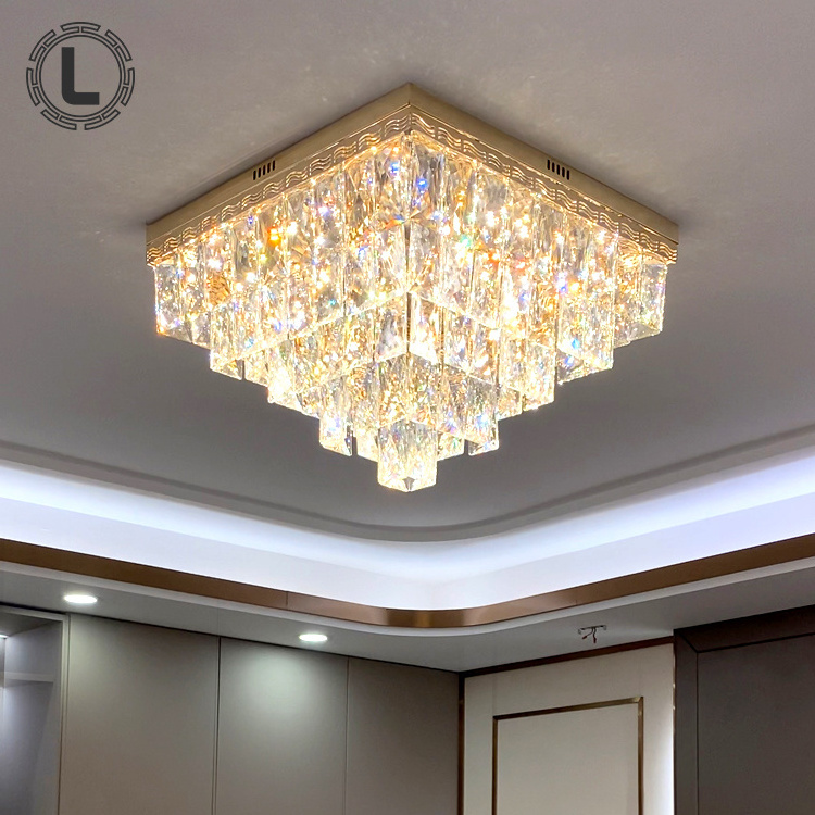 Indoor decorative house lighting remote control smart bedroom living room modern led crystal drop fall ceiling led lights