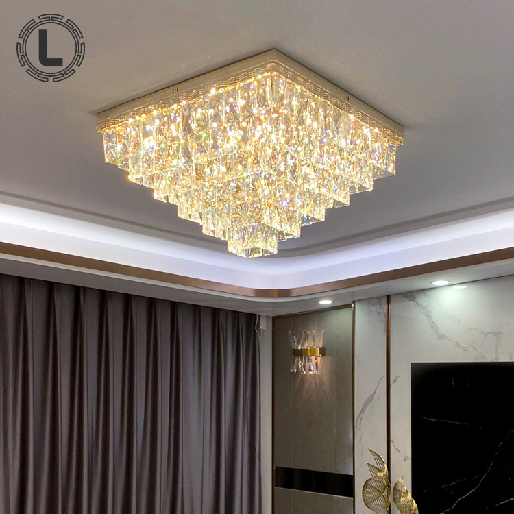 Indoor decorative house lighting remote control smart bedroom living room modern led crystal drop fall ceiling led lights