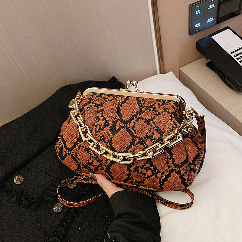 Custom Red Snake Skin Python Print Ladies Snakeskin Leather Crossbody Bag Women Handbags Purse