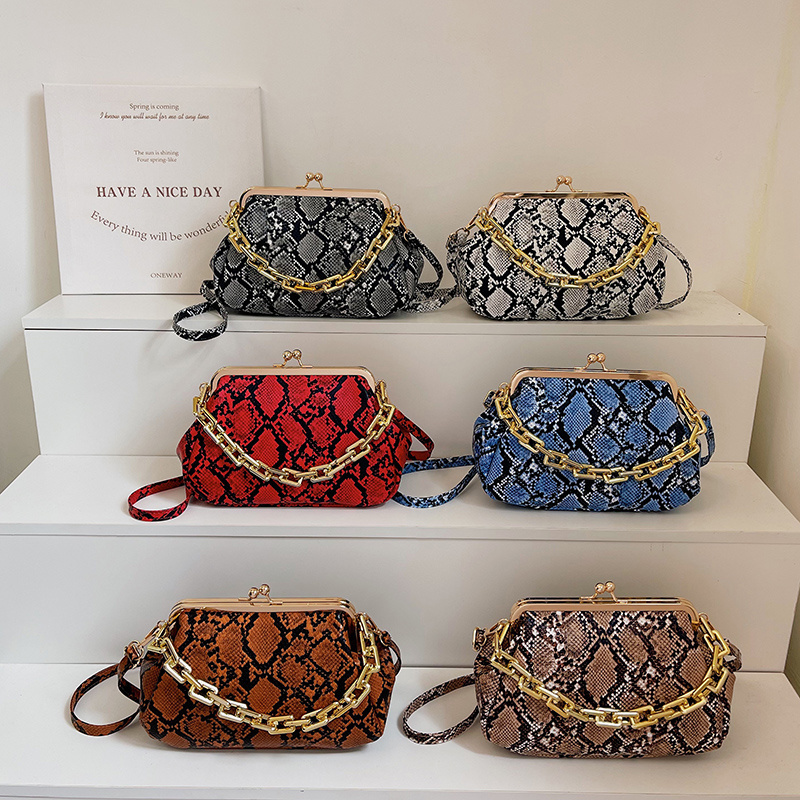 Custom Red Snake Skin Python Print Ladies Snakeskin Leather Crossbody Bag Women Handbags Purse