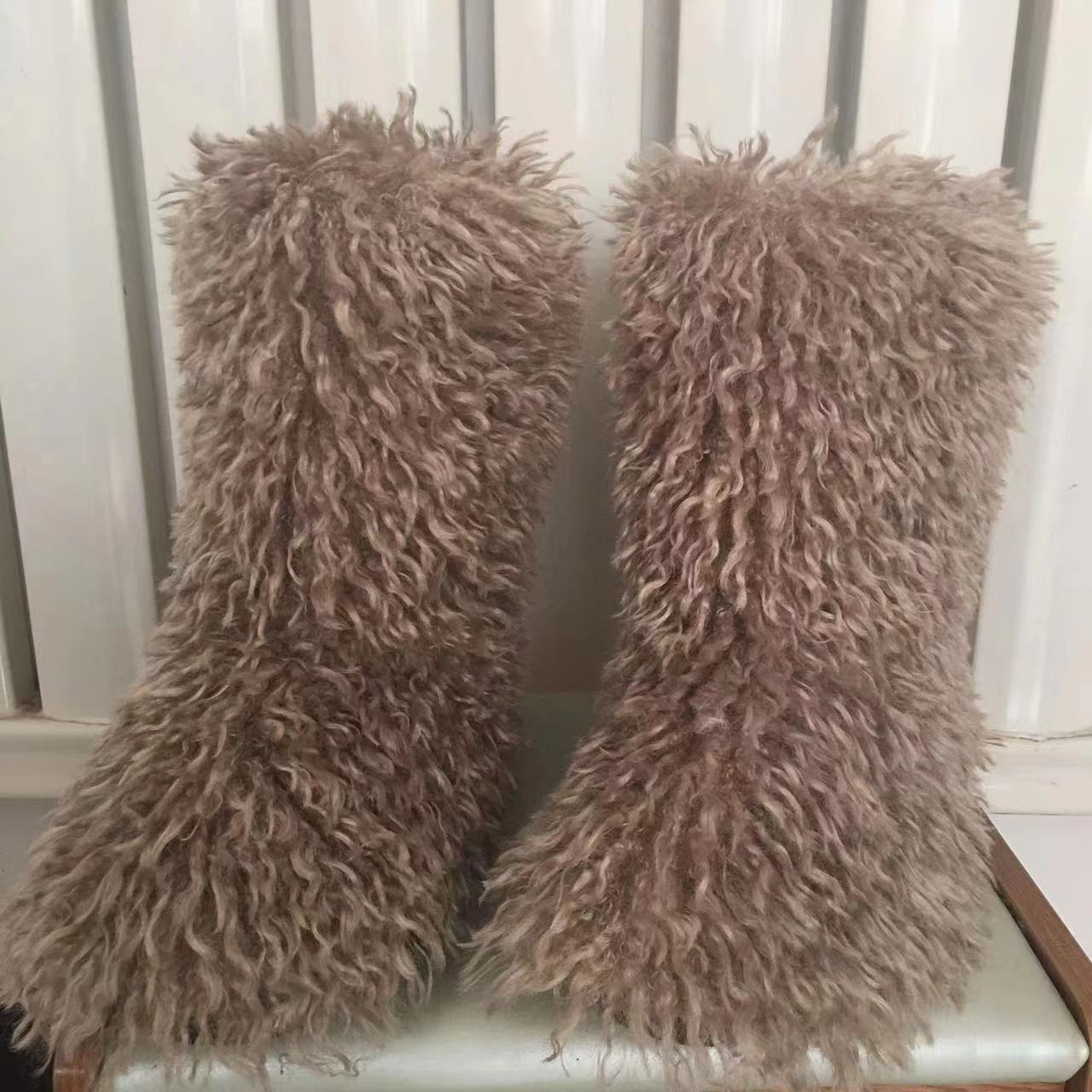 Factory sheep skin fur snow women shoes raccoon fur snow boots Wholesale High Quality Ladies Kids Boots Winter Autumn Fur Boots