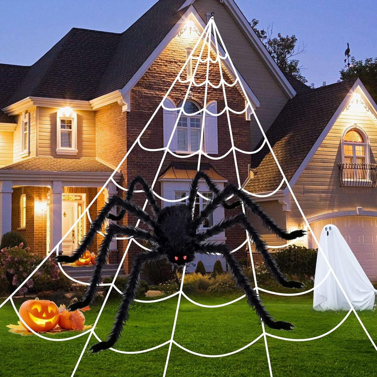 Halloween Decor Indoor Clearance for  Outside Yard Costumes Party,Decorations Outdoor Triangular Spider Web  Giant Fake Spiders