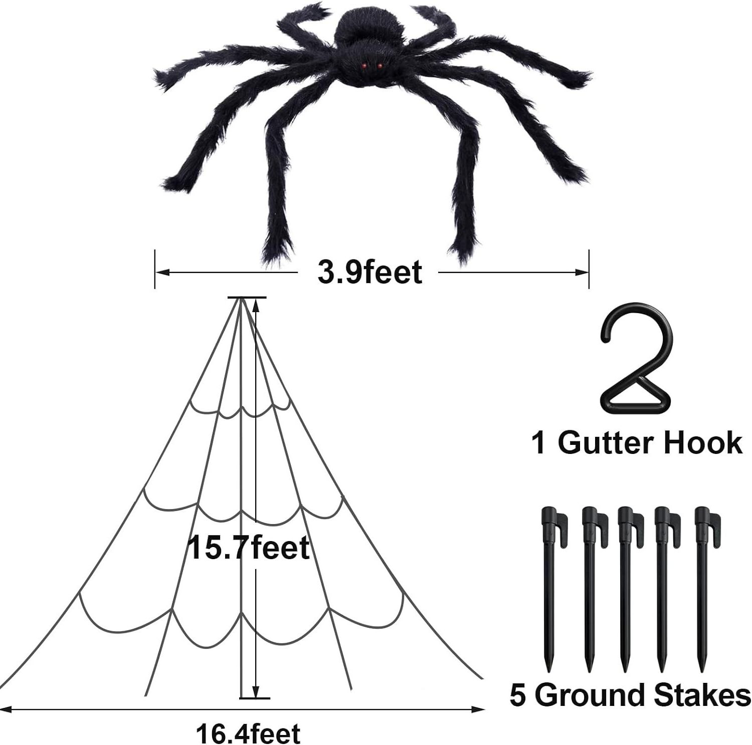 Halloween Decor Indoor Clearance for  Outside Yard Costumes Party,Decorations Outdoor Triangular Spider Web  Giant Fake Spiders