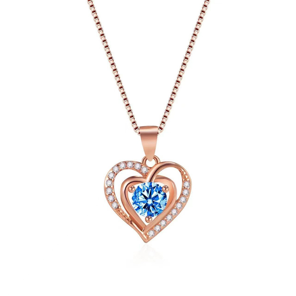 Custom Zircon 925 Silver Fashion Jewelry Women Necklaces Heart Sterling Silver Fashion Jewelry Pendent Necklaces For Women